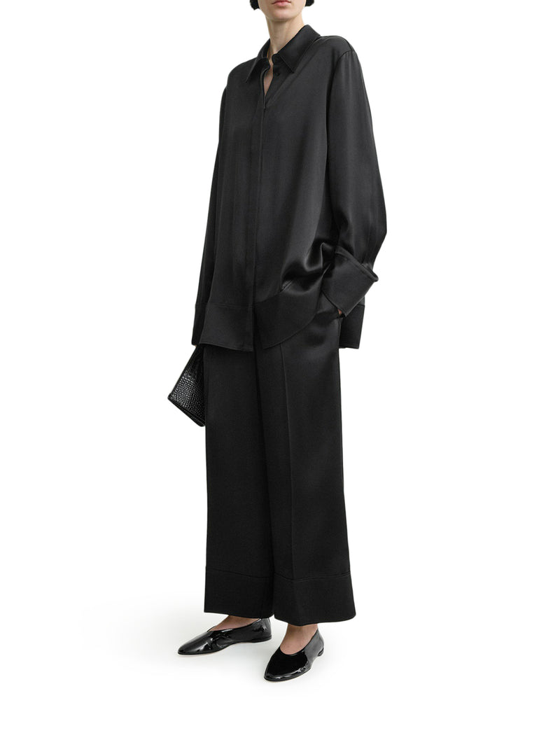 WIDE-LEG SATIN TROUSERS WITH DRAWSTRING