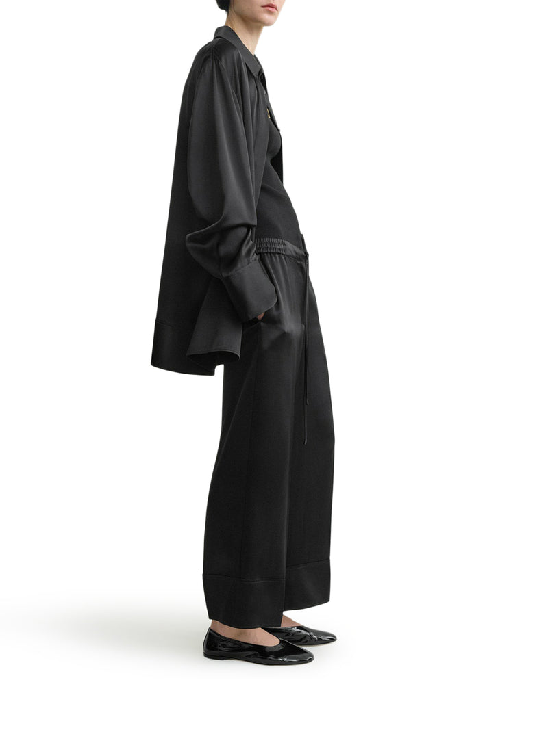 WIDE-LEG SATIN TROUSERS WITH DRAWSTRING