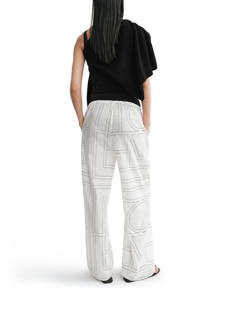 MONOGRAM COTTON-BLEND PJ BOTTOMS WHITE/BLACK