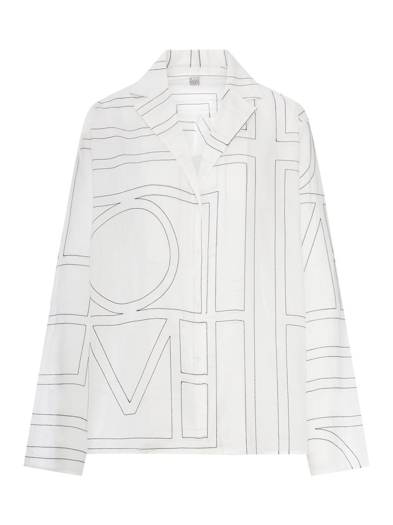 COTTON BLEND SHIRT WITH MONOGRAM EMBROIDERY