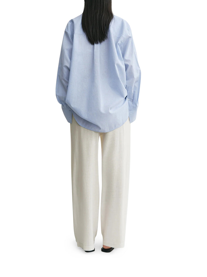 OVERSIZED SKY COTTON AND LINEN BLEND SHIRT