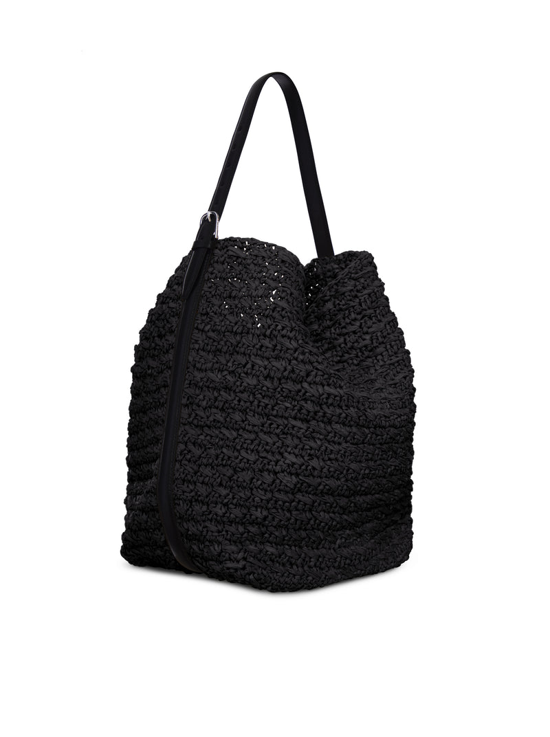 RAFFIA TOTE BAG WITH BELT