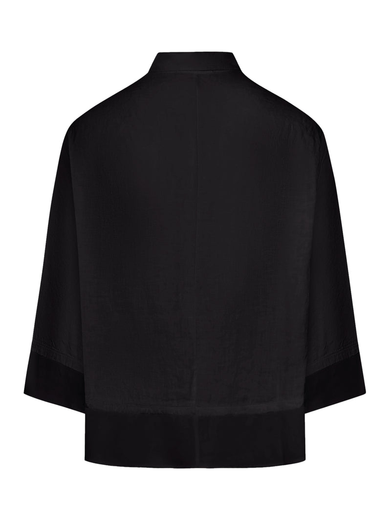 3/4 SLEEVE LINEN SHIRT WITH GEORGETTE INSERTS