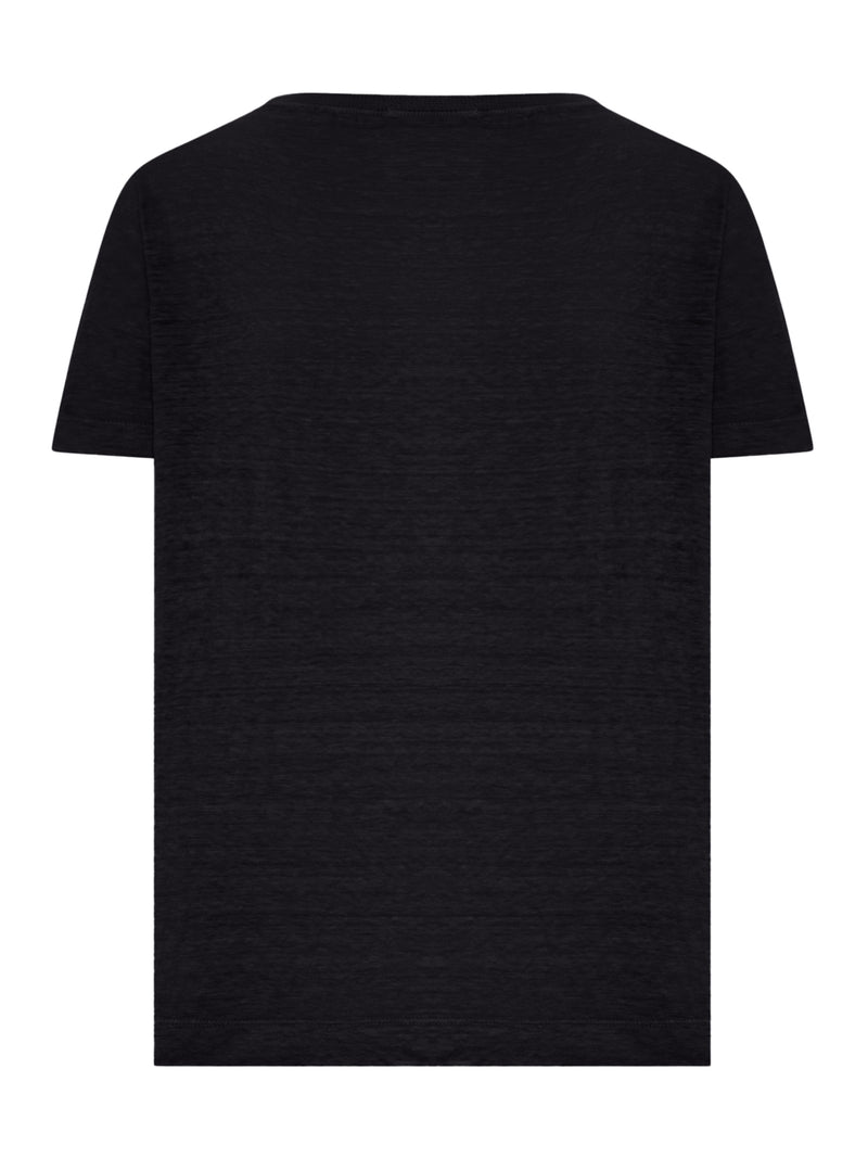 CREW NECK T-SHIRT IN MELANGE EFFECT LINEN