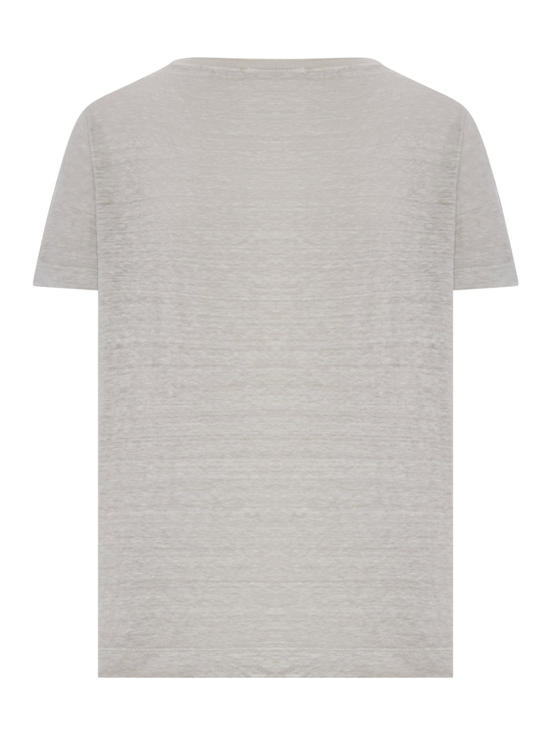 CREW NECK T-SHIRT IN MELANGE EFFECT LINEN