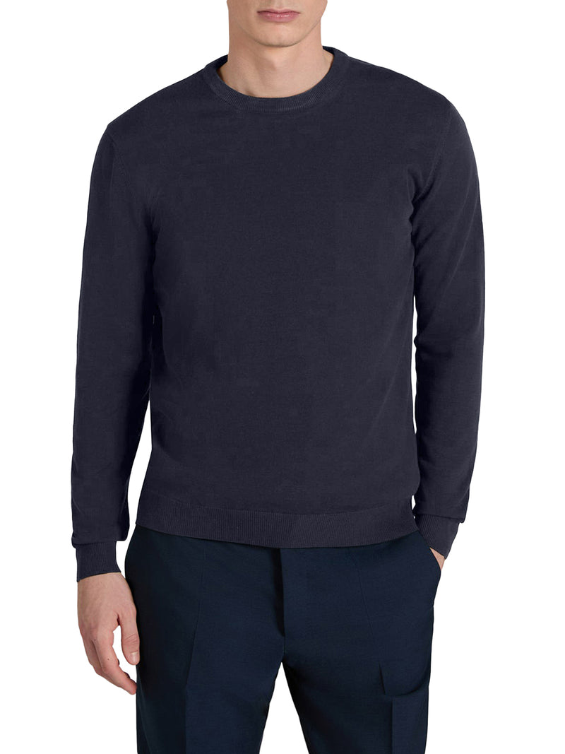 SLIM FIT CREW NECK SWEATER IN COTTON CREPE