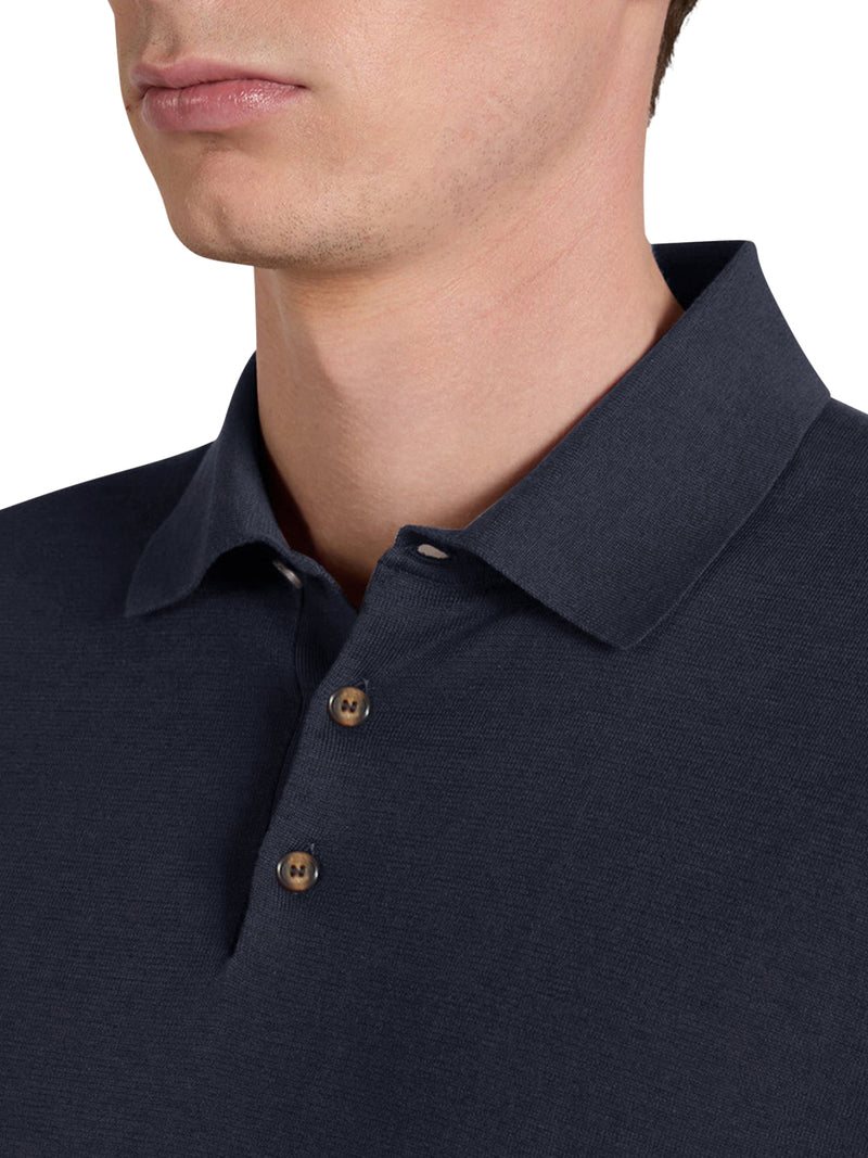 SLIM FIT COTTON AND SILK POLO SHIRT