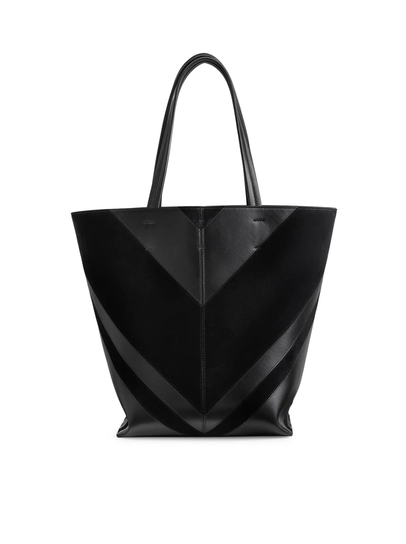 BLACK SUEDE POT CABAS