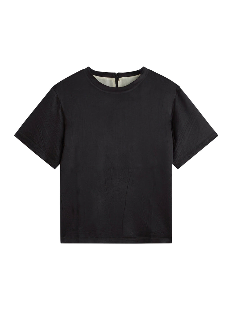 BLACK SILK GRAPHIC T-SHIRT