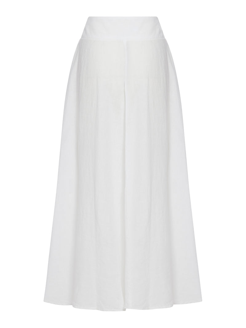 LONG LINEN FLOWER SKIRT WITH WAISTBAND
