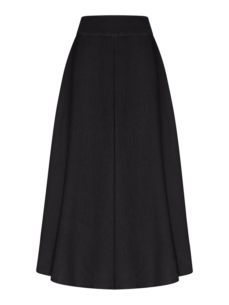 LONG LINEN FLOWER SKIRT WITH WAISTBAND