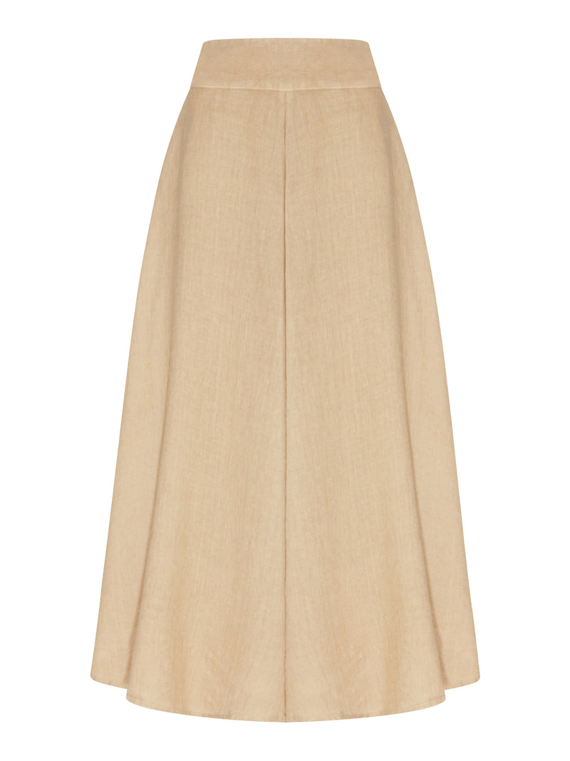 LONG LINEN FLOWER SKIRT WITH WAISTBAND