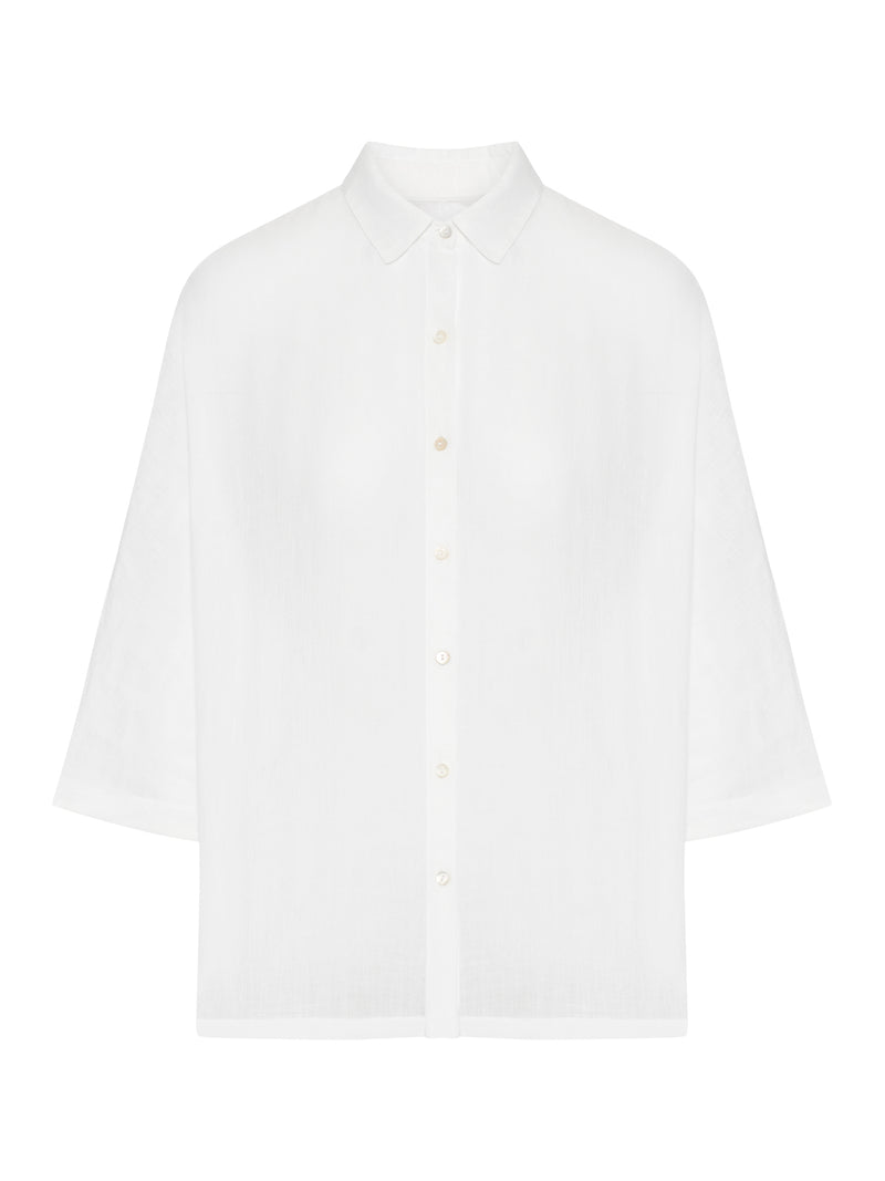 OVERSIZED LINEN SHIRT WITH THREE-QUARTER SLEEVES