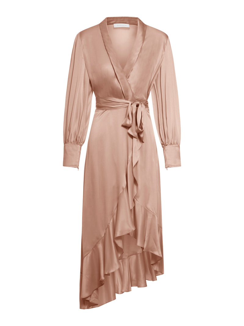SILK WRAP MIDI DRESS