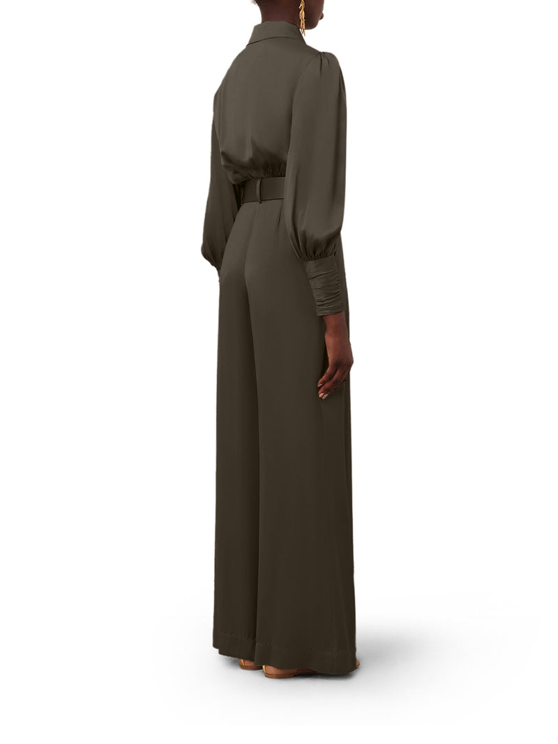 WIDE LEG TROUSERS WITH SILK BELT AND DARTS