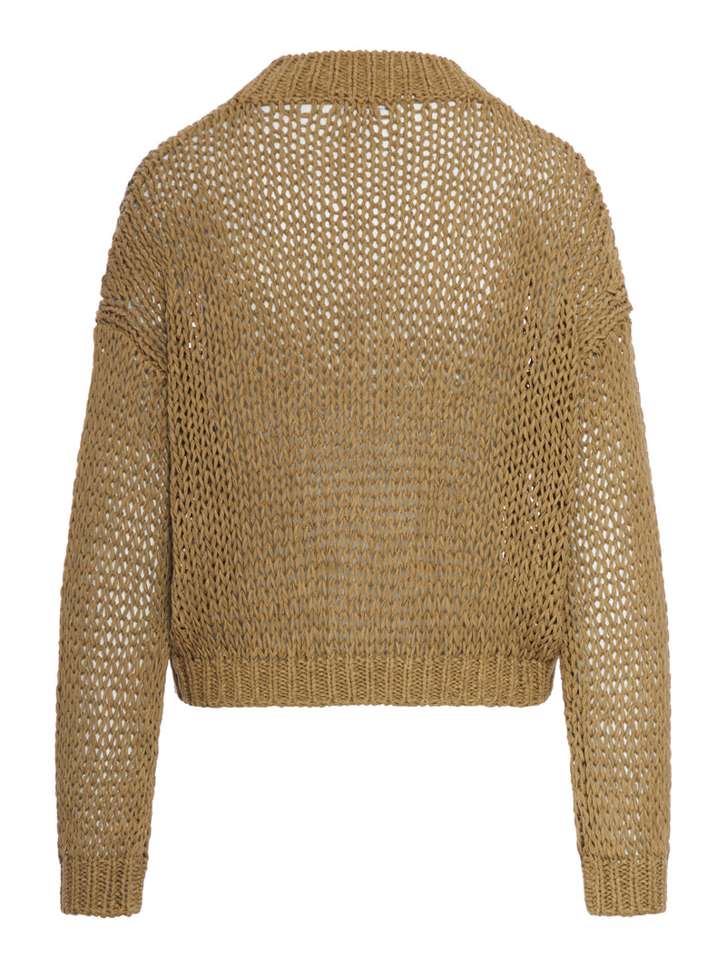 CROPPED CARDIGAN IN PERFORATED KNIT