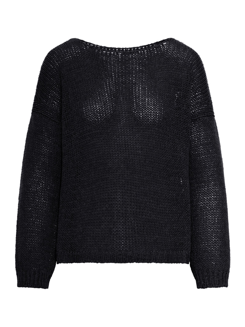 OPENWORK SWEATER WITH DROPPED SHOULDERS IN COTTON BLEND