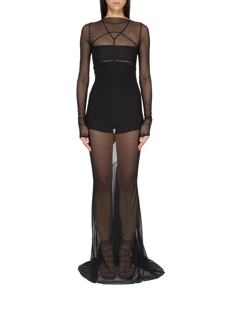 LONG TRANSPARENT TULLE DRESS
