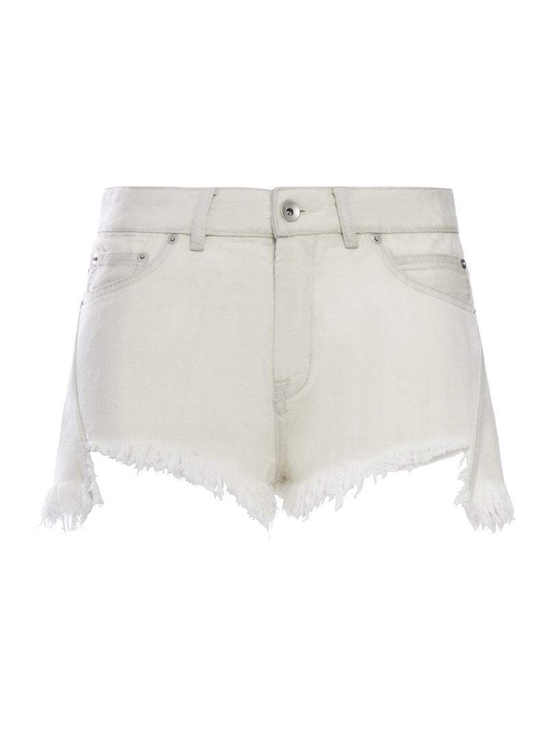 DENIM SHORTS WITH BIAS CUTOFFS