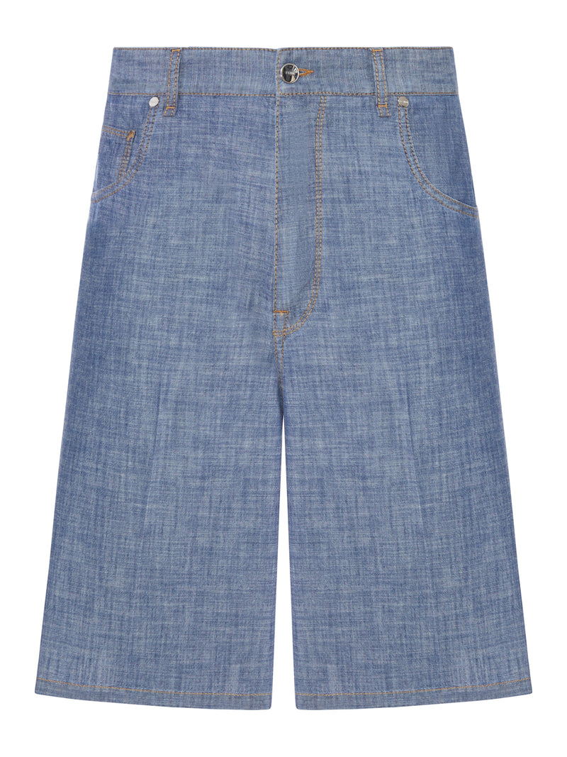 LIGHT BLUE CHAMBRAY BERMUDA SHORTS