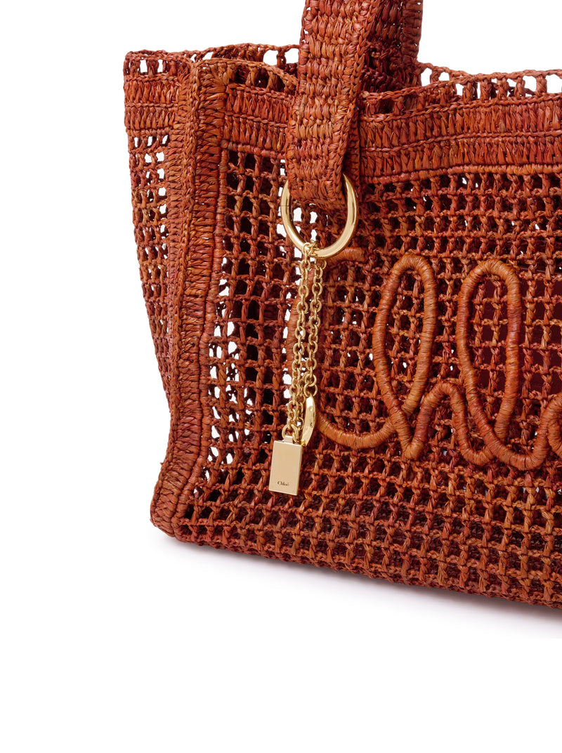 EAST-WEST SUMMER BANANA TOTE BAG IN RAFFIA