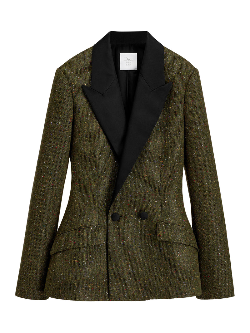 FITTED SILK AND WOOL TWEED JACKET WITH SEQUIN EMBROIDERY