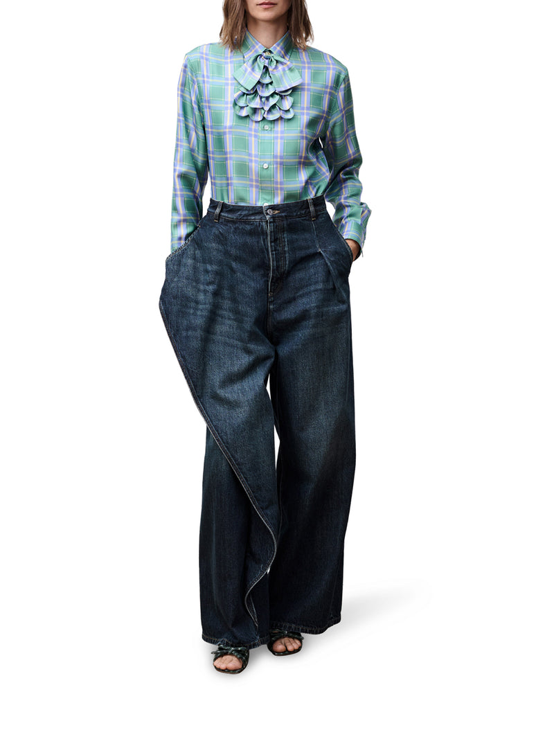 DRAPED FLARED JEANS