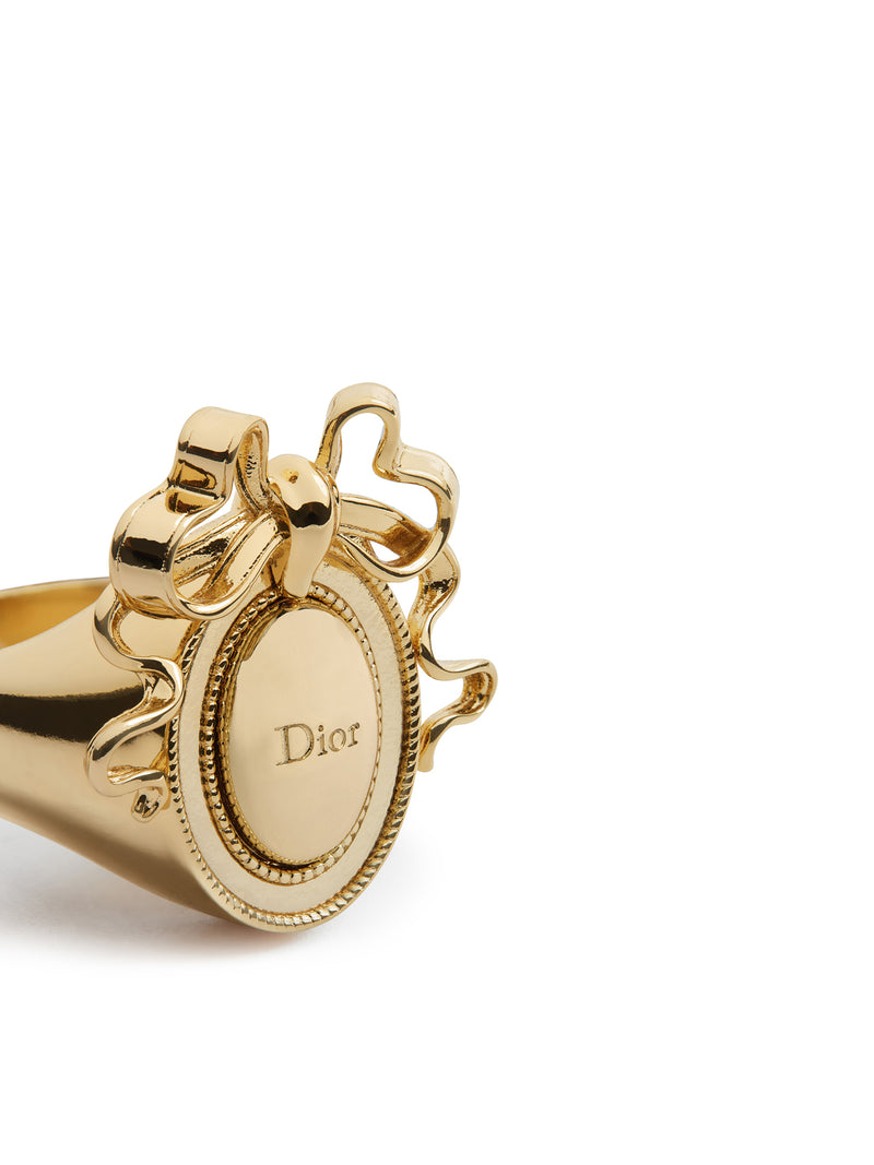 METAL MEDAL RING WITH GOLD-COLOURED FINISH