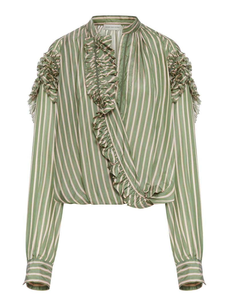 STRIPED BLOUSE WITH RUFFLES