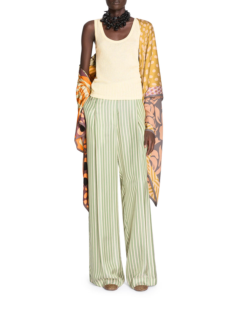 WIDE-LEG CUPRO TROUSERS WITH A WRINKLED EFFECT