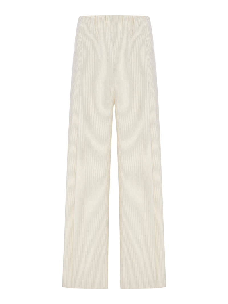 WIDE-LEG COTTON TROUSERS WITH STRIPED PATTERN