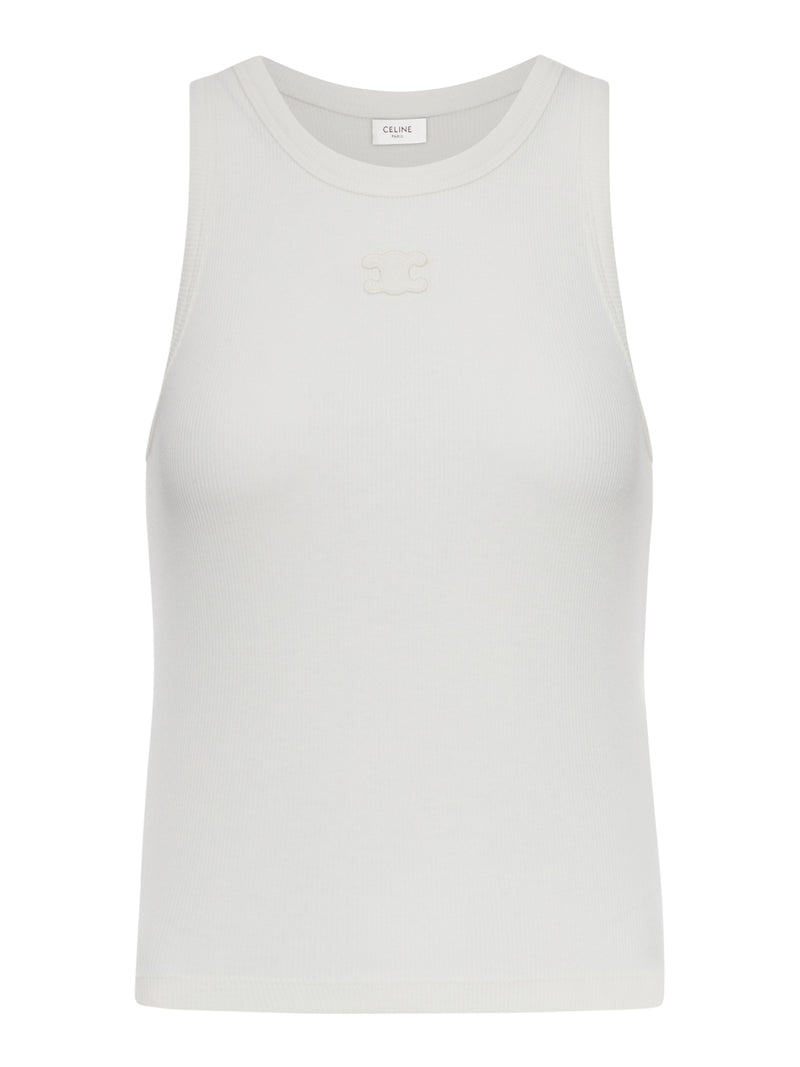 SLEEVELESS TOP IN RIBBED JERSEY WITH TRIOMPHE EMBROIDERY