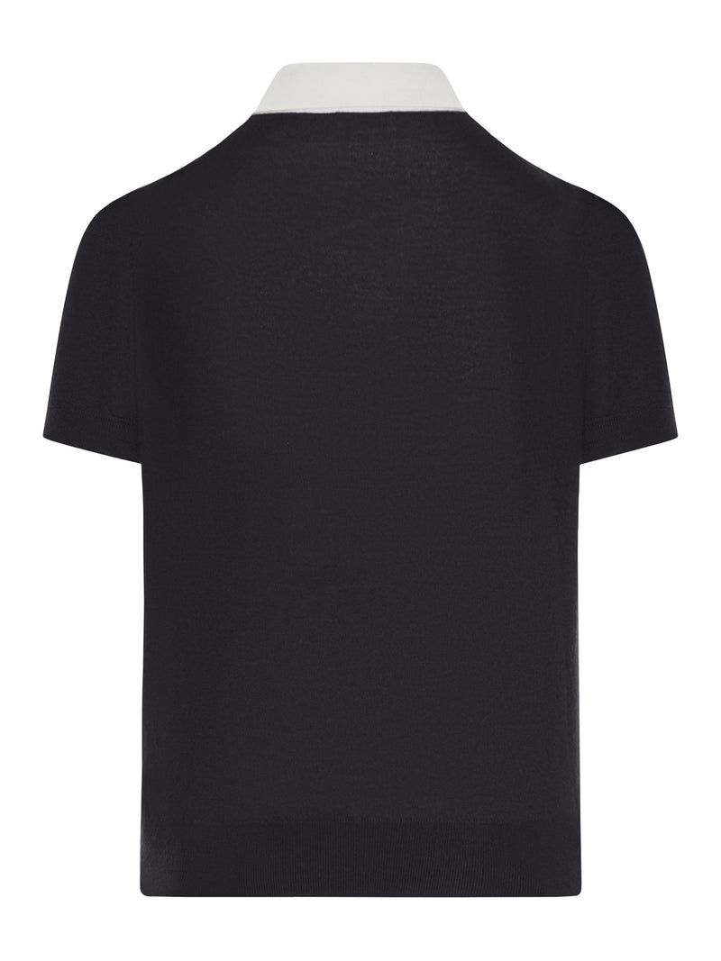 POLO-STYLE SWEATER IN THIN CASHMERE AND SILK