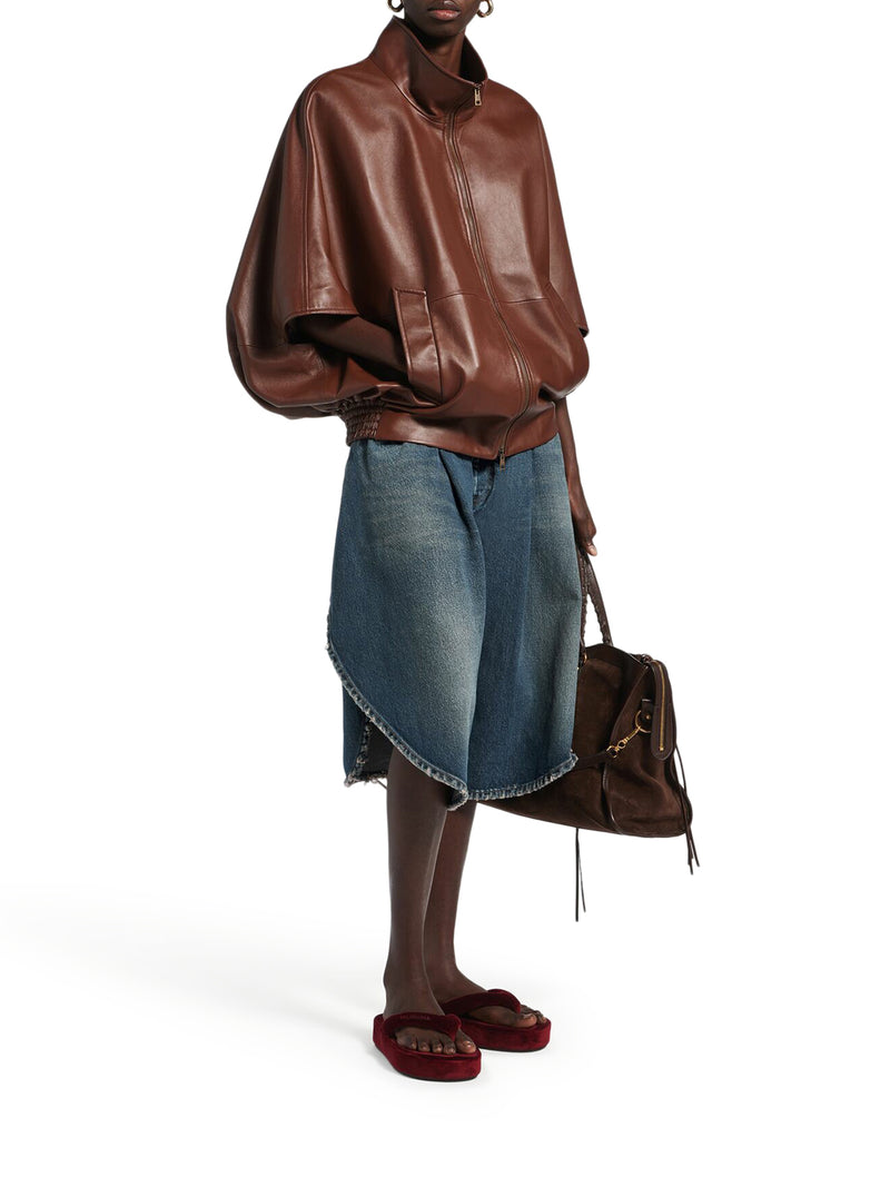 DARK OCEAN DENIM TULIP SHORTS