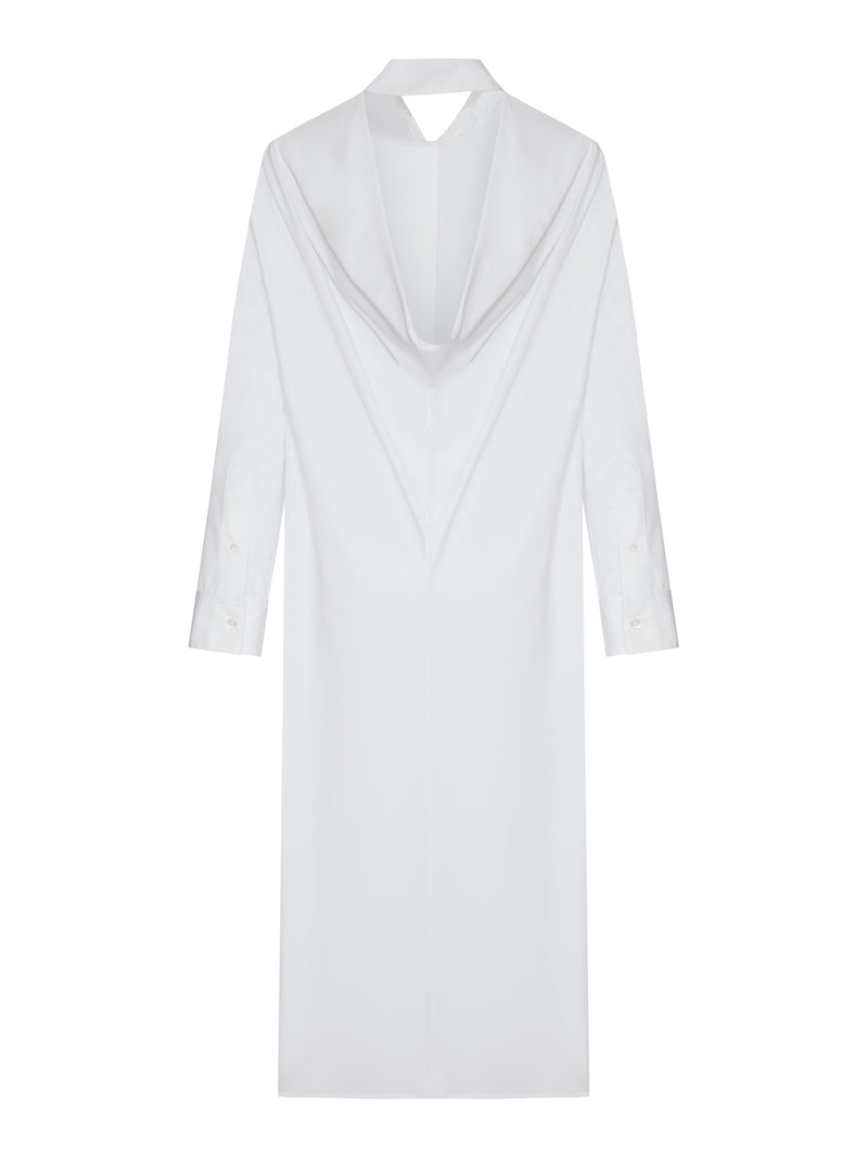 LONG CHEMISIER DRESS WITH DRAPE ON THE BACK
