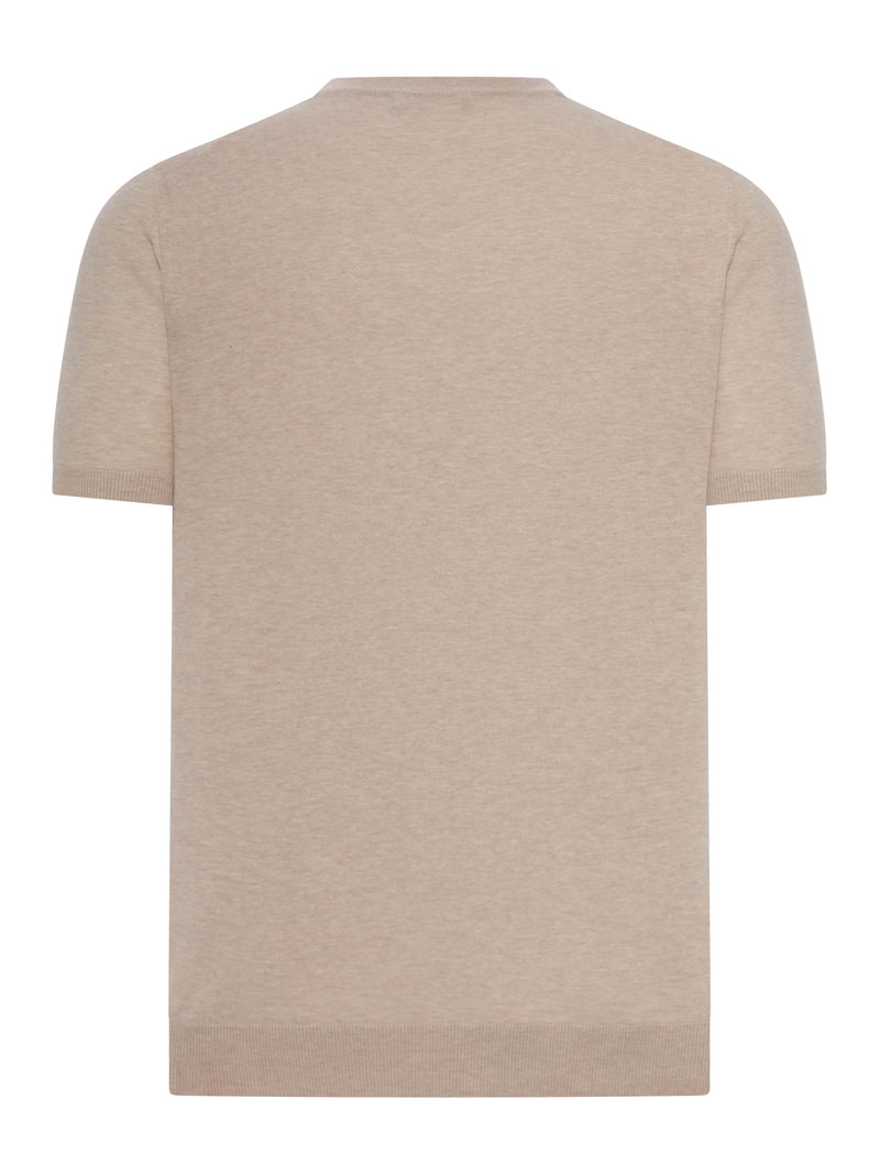 CREW NECK T-SHIRT IN MELANGE-EFFECT COTTON KNITTED