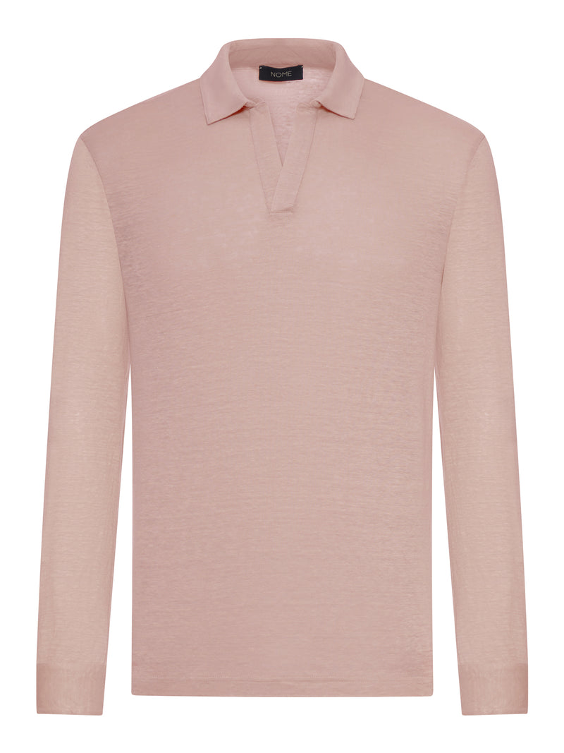 LONG-SLEEVED LINEN POLO SHIRT