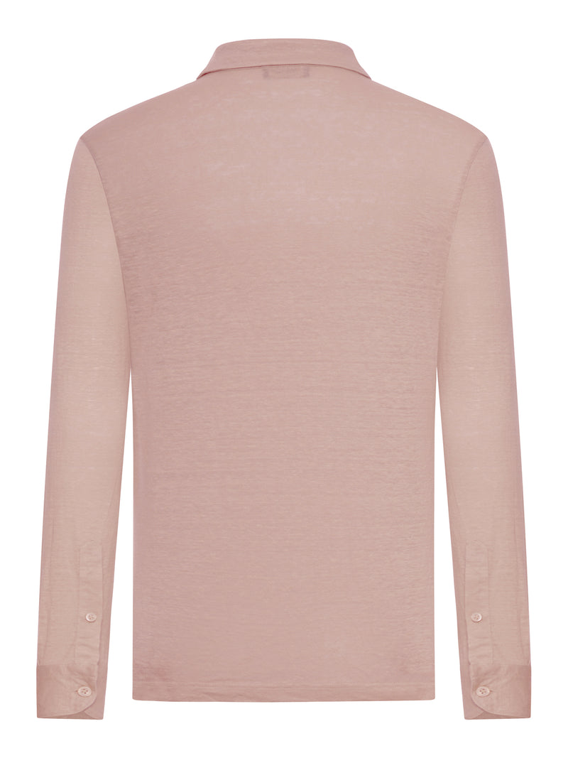 LONG-SLEEVED LINEN POLO SHIRT
