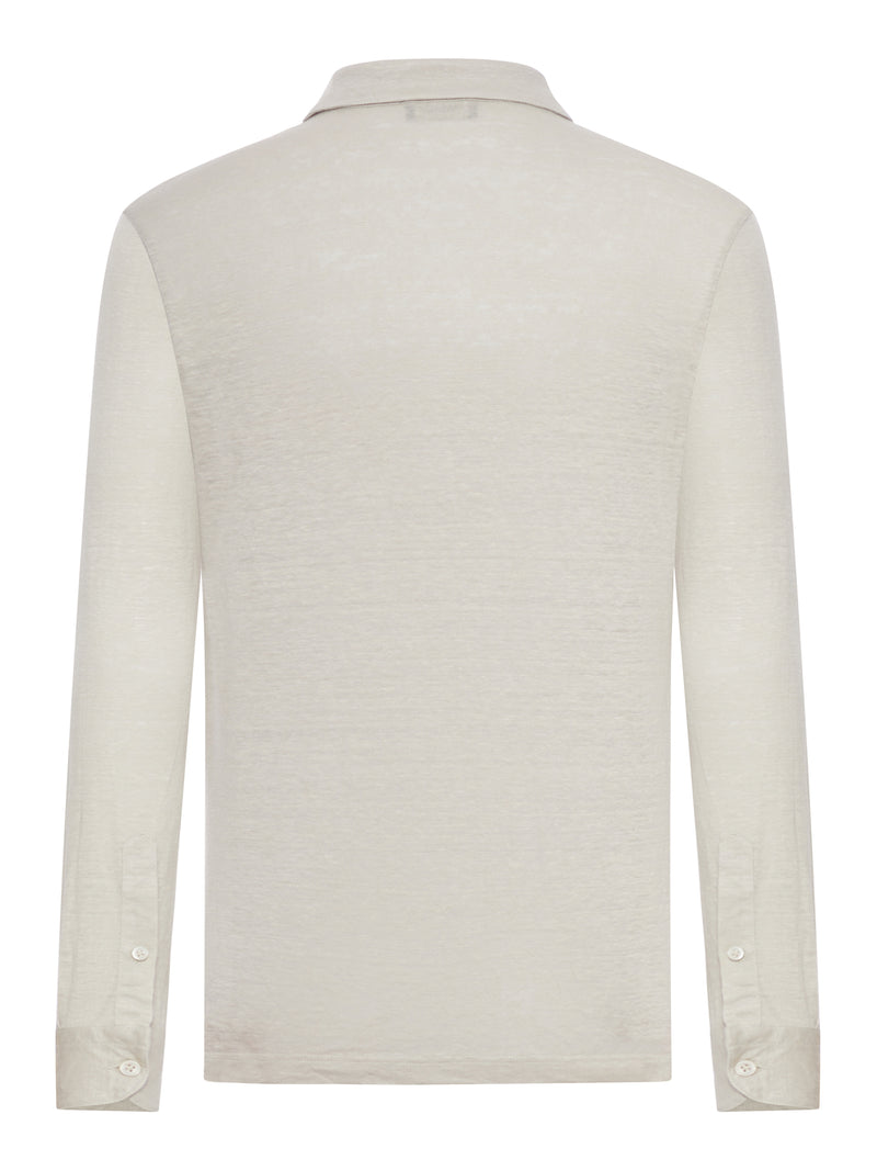 LONG-SLEEVED LINEN POLO SHIRT