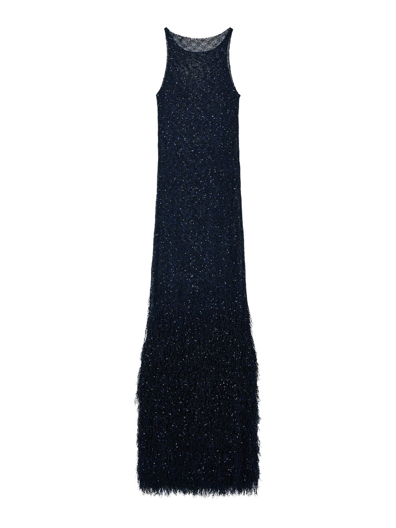 LONG SEQUINED KNIT DRESS