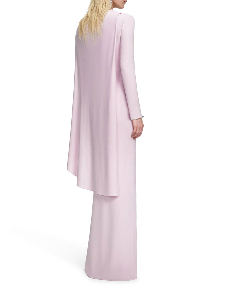 LONG DRAPED PINK JERSEY DRESS