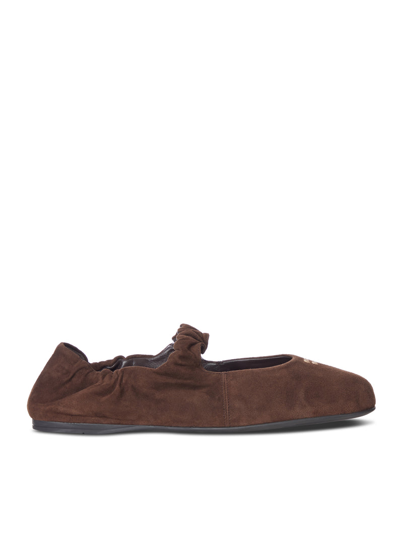 RUFFLED SUEDE BALLERINAS