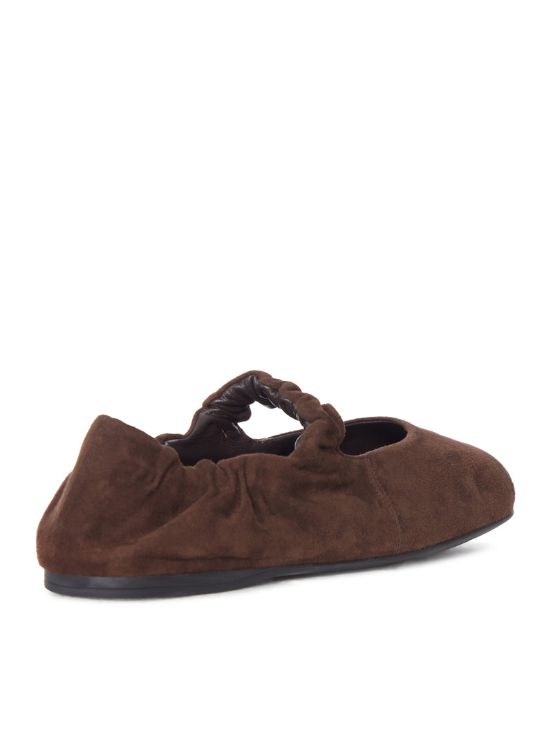 RUFFLED SUEDE BALLERINAS