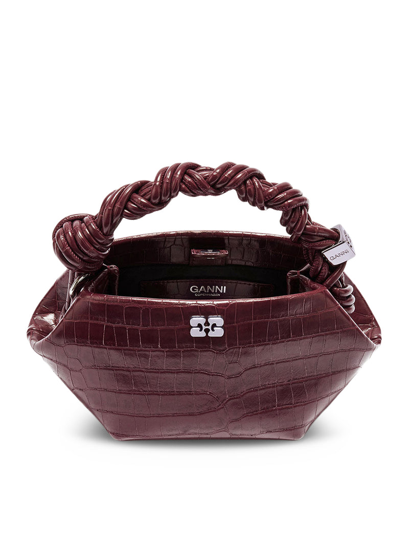 MINI BOU BAG IN BURGUNDY CROCODILE EFFECT