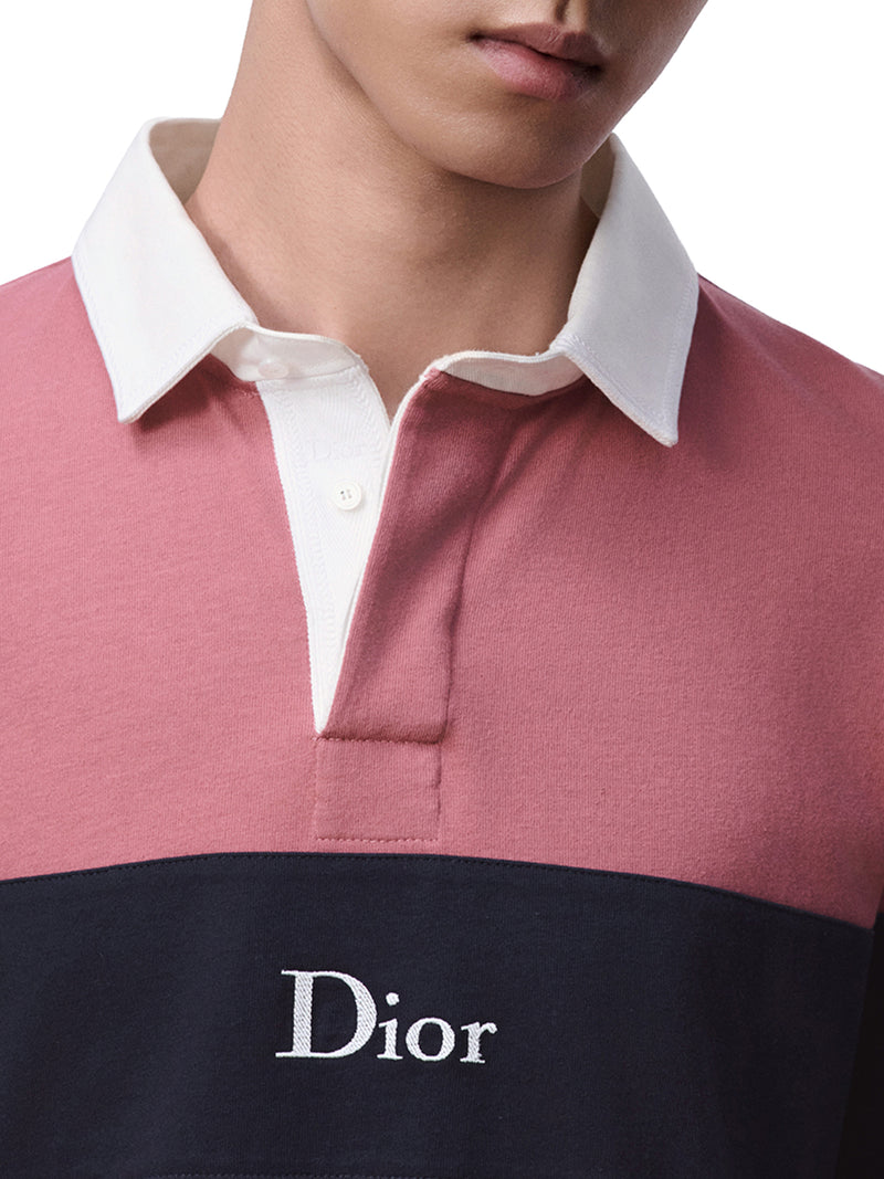 PURPLE PINK COTTON JERSEY LONG-SLEEVED POLO SHIRT