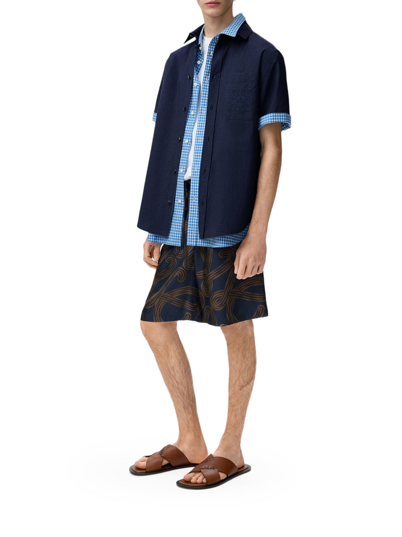 SHORT-SLEEVED TEXTURED POPLIN SHIRT
