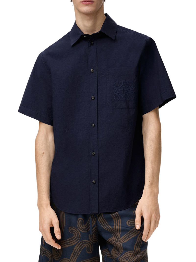 SHORT-SLEEVED TEXTURED POPLIN SHIRT