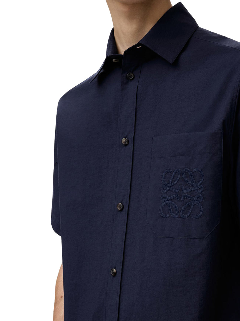 SHORT-SLEEVED TEXTURED POPLIN SHIRT