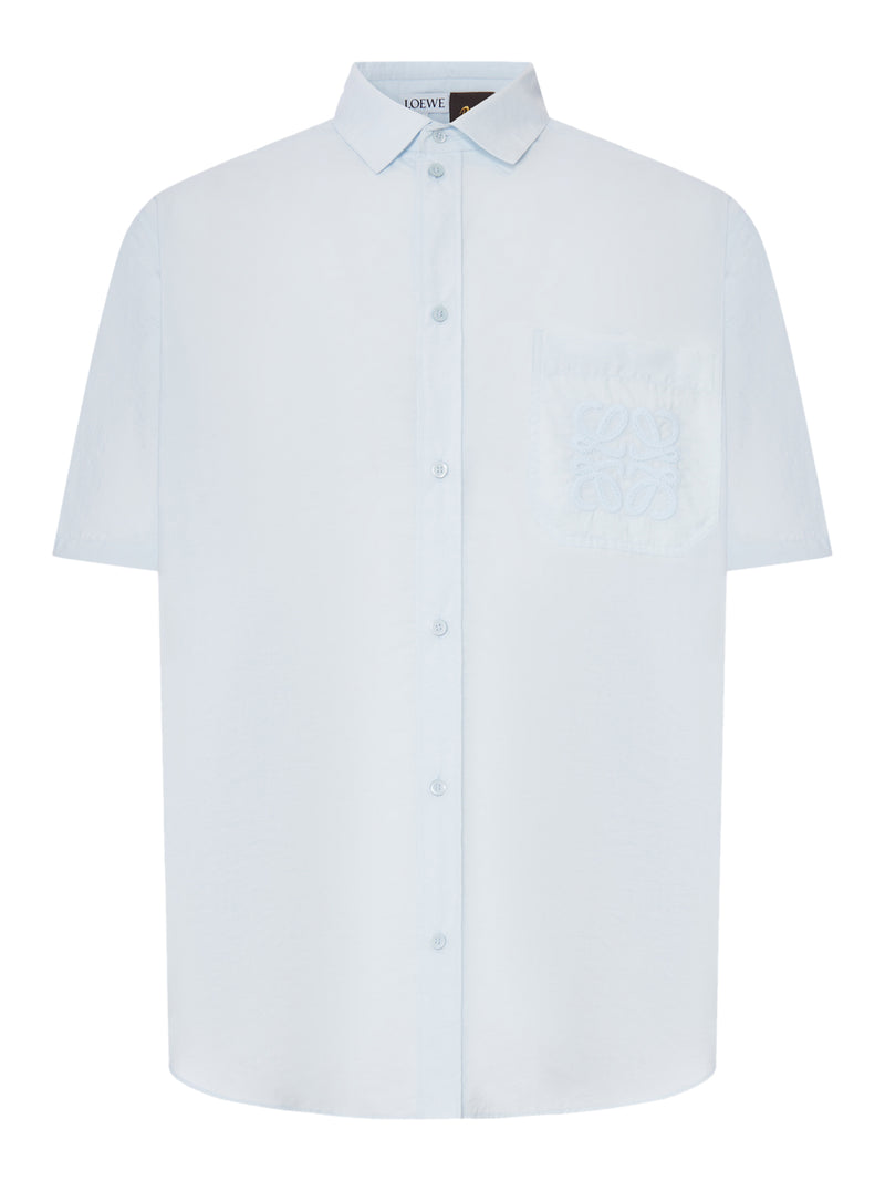 SHORT-SLEEVED TEXTURED POPLIN SHIRT