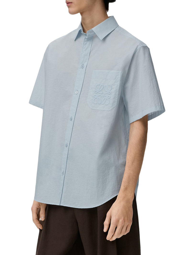SHORT-SLEEVED TEXTURED POPLIN SHIRT
